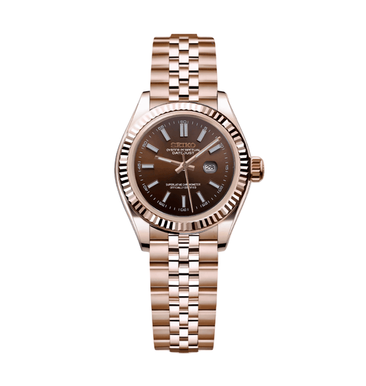 Seiko Mod Datejust Lady Rose Gold Chocolate