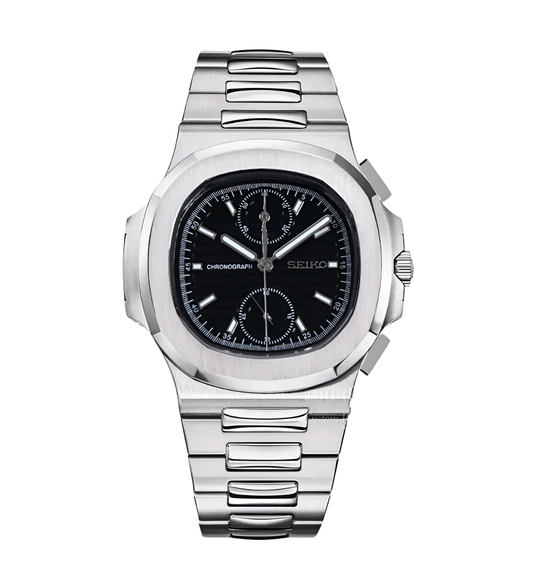 Seiko Mod Nautilus Chrono Black